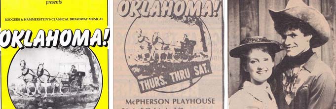 photos and clippings from Corinda's performance in VOS's Oklahoma!